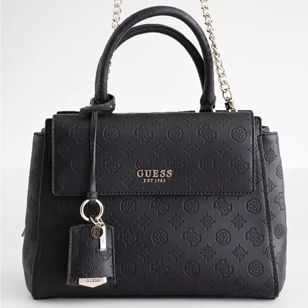 Guess Black Satchel with Quilted Design